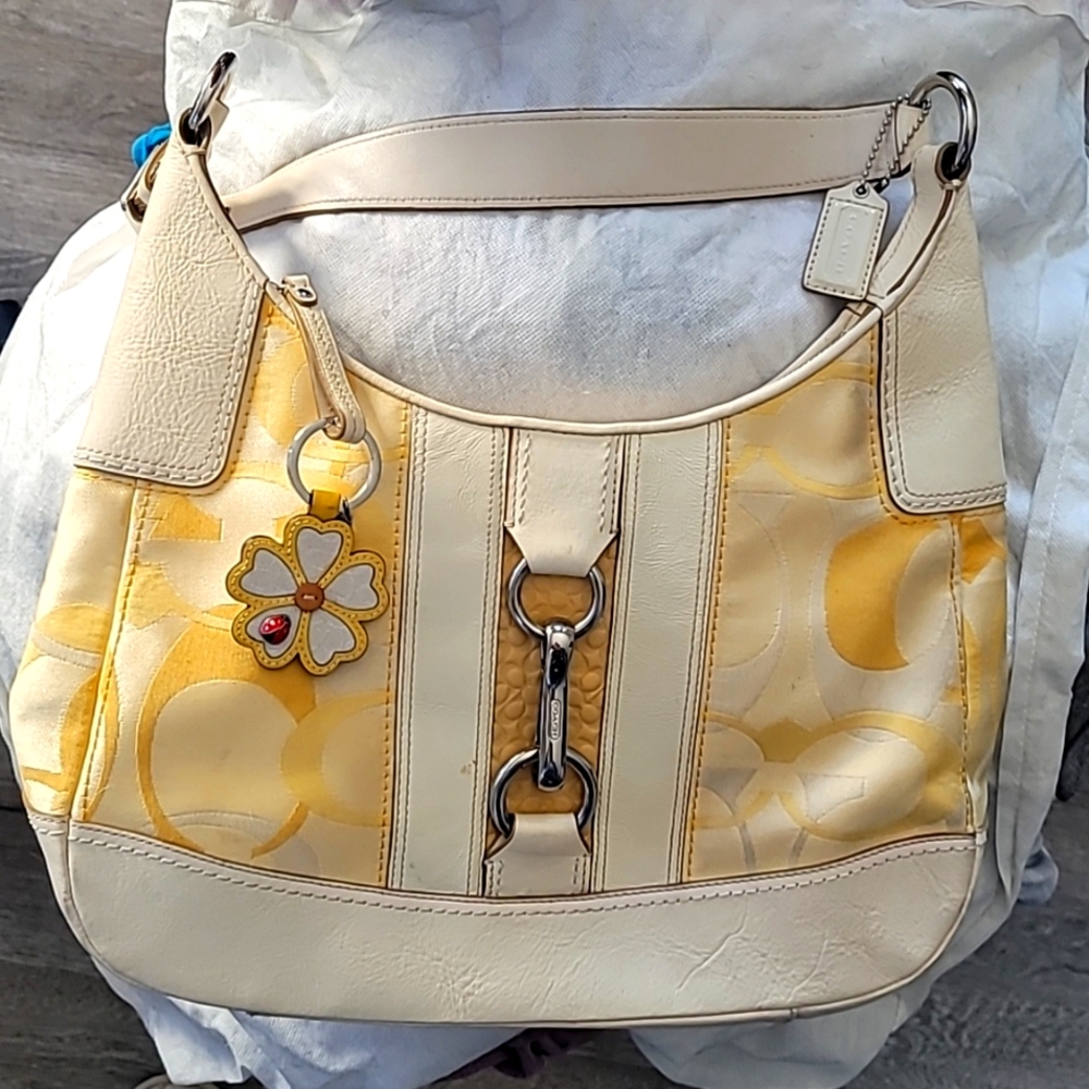 Coach Yellow and Cream Hobo Bag